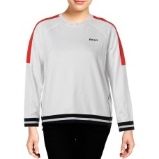 DKNY Women's Sport Colorblocked Varsity-Stripe Pullover Blouse Tops