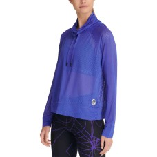 DKNY Women's Sport Mesh Funnel-Neck Blouse Pullover Sweatshirt Tops