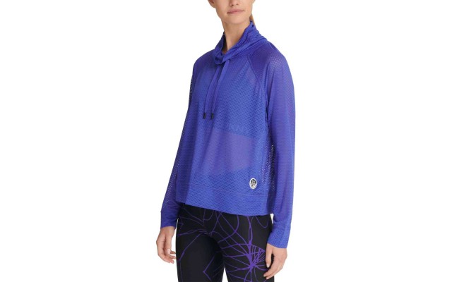  Women's Sport Mesh Funnel-Neck Blouse Pullover Sweatshirt Tops