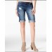  Juniors’ Ripped Denim Bermuda Shorts Size 0