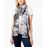 Echo Circling Lotus Pleated Scarf (Black)