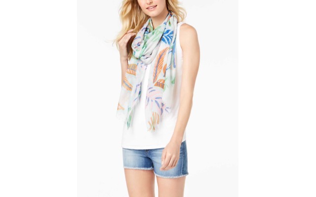  Coastal Palm Scarf (White, One Size)
