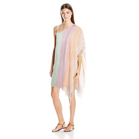  Design Women’s Textured Stripe Poncho Swimsuit Cover Up