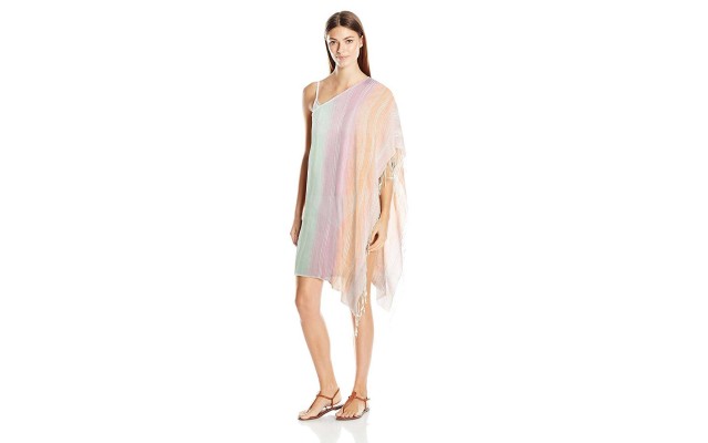  Design Women’s Textured Stripe Poncho Swimsuit Cover Up