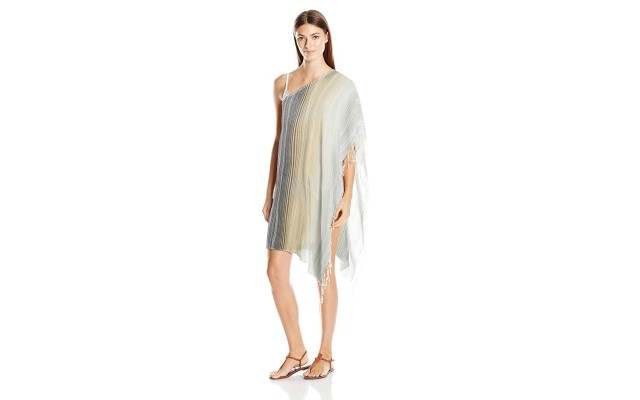  Design Women’s Textured Stripe Poncho Swimsuit Cover Up