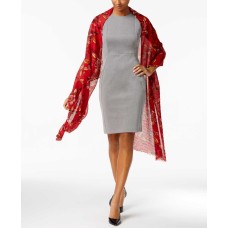 Echo Floral Pleated Wrap & Scarf (Medium Red)