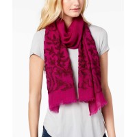 Echo Jaipur Birds Wool Scarf (Indian Rose, One Size)