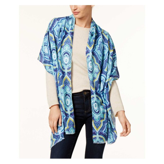  Paisley Oblong Wrap & Scarf in One (Navy, One Size)