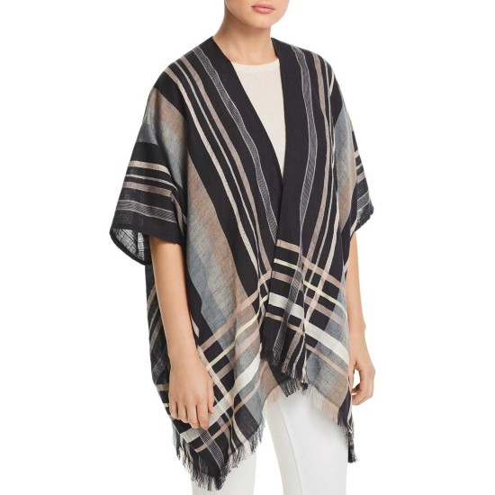  Poolside Plaid Open Scarf (Black, One Size)