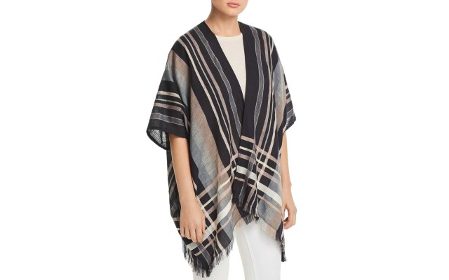  Poolside Plaid Open Scarf (Black, One Size)