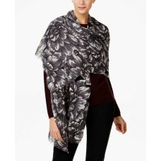 Echo Woman’s Painted Floral Wrap Shawl Scarf – Black One Size
