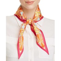 Echo Women's Coastal Tile Print Silk Diamond Scarves, Bright Orange