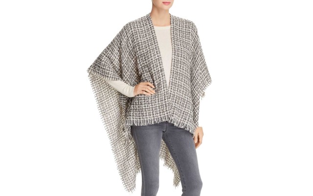  Women’s Metallic Tweed Ruana Poncho