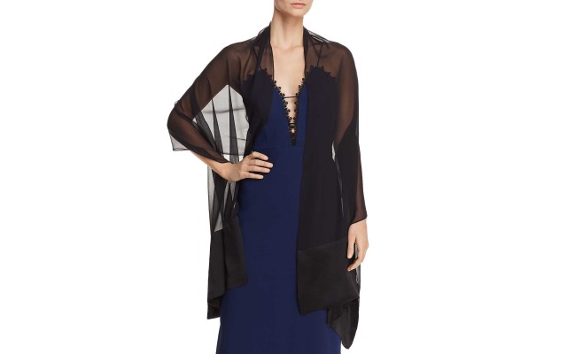   Women’s Silk Chiffon & Satin Wrap (Black)