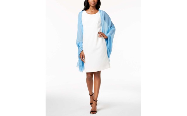  Women's Solid Crinkle Wrap & Scarves, Blue