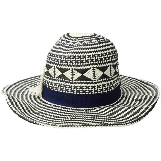  Wow Appliqued Panama Hat (One Size, Black)