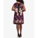  Plus Size Embroidered Trapeze Dress (Medium Red, 2X)
