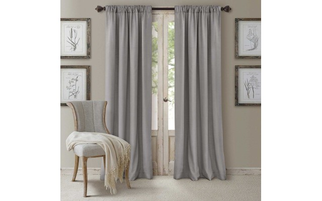 Elrene Home Fashions 026865721836 3-in-1 Blackout Energy Efficient Lined Rod Pocket Window Curtain Drape Panel, 52" x 84", Silver