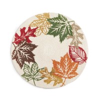 Elrene Leaf Wreath Braided 15″ Round Placemat