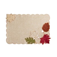 Elrene Serene Leaves Velvet Table Linens Placemat (Beige)