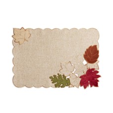 Elrene Serene Leaves Velvet Table Linens Placemat (Beige)