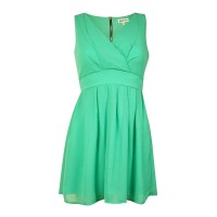 Emerald Sundae Juniors’ V-neck Belted Chiffon Dress(3, Mint)