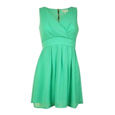Emerald Sundae Juniors’ V-neck Belted Chiffon Dress(3, Mint)