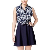 Emerald Sundae Women’s Plaid Shirt A‑line Dress