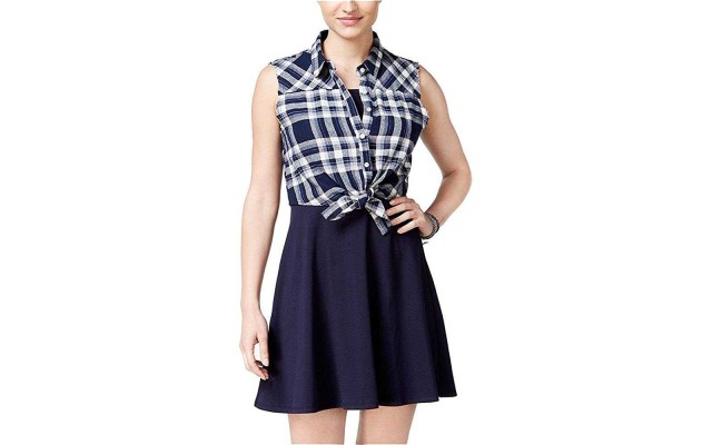  Women’s Plaid Shirt A‑line Dress