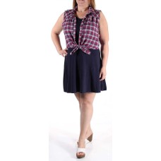 Emerald Sundae Women’s Plaid Shirt A‑line Dress