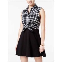 Emerald Sundae Women’s Plaid Shirt A‑line Dress