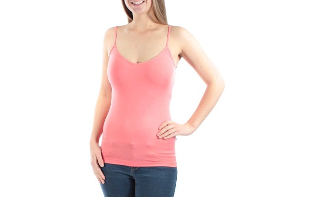  Women's  Reversible Basic Camisole Shirt Tank Tops, Coral, Small