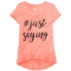 Epic Thread #JustSaying Graphic-Print High-Low Top, Big Girls (Lava Guava, S)