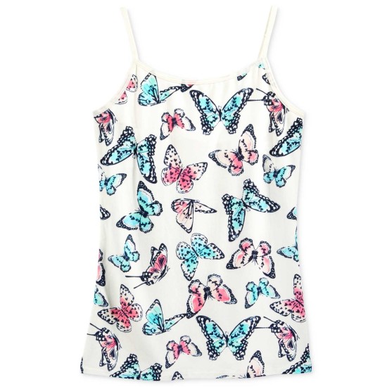  Butterfly-Print Cami, Big Girls (White Mixed, S)