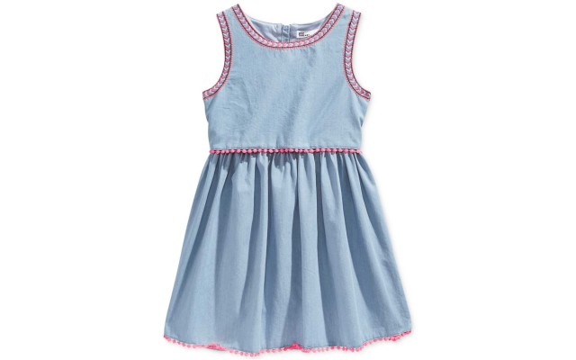  Denim Popover Dress, Big Girls (Light Blue, XL)