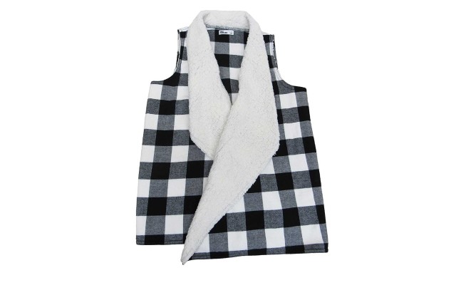  Girls' Faux-Fur Plaid Vests