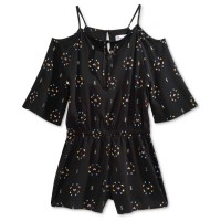 Epic Threads Girl's Printed Cold-Shoulder Rompers, Deep Black, Small