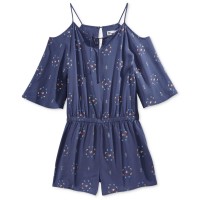 Epic Threads Girl's Printed Cold-Shoulder Rompers, Crown Blue, Medium