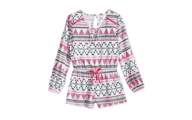  Gir’s Geo-Print Lace-Up Rompers
