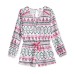  Gir’s Geo-Print Lace-Up Rompers