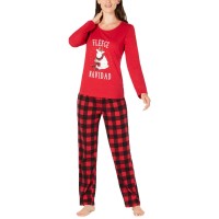 Family Pajamas Fleece Navidad Pajama Set (XL, Red)