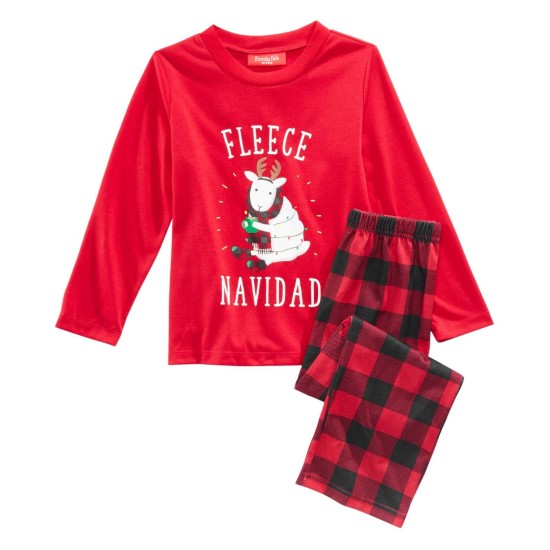  Girl's Fleece Navidad Pajama Sets, Red, 5