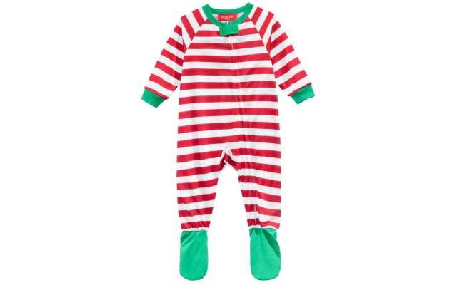  Infant Holiday Stripe Footed Pajamas
