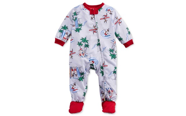  Infants Surfing Santa Footed Pajamas