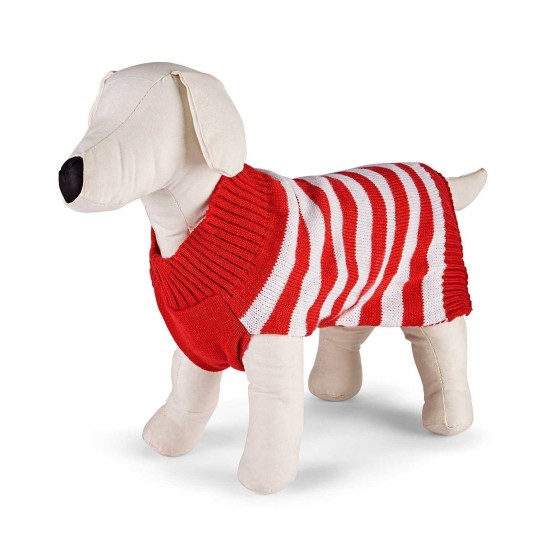  Matching Holiday Stripe Pet Sweater (Red, M)
