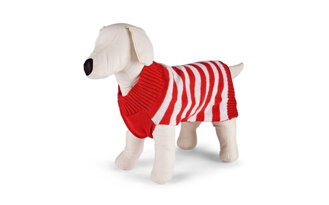  Matching Holiday Stripe Pet Sweater (Red, M)