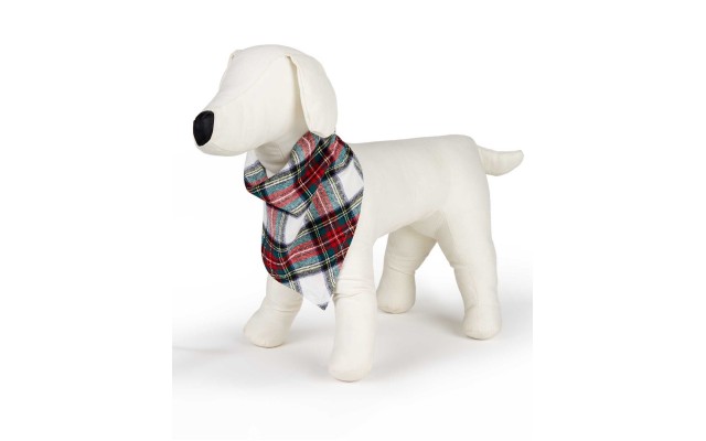  Matching Plaid Pet Bandana (White, L/XL)