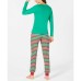  Women's Crushed It Stripe Pajama Sets, Green, Medium