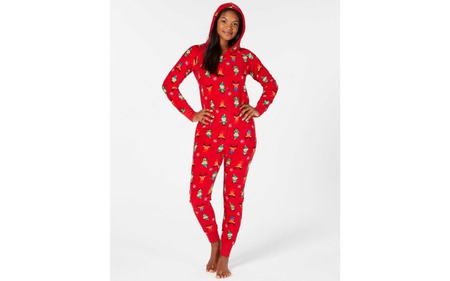  Women’s Matching Elf Hooded One-Piece Pajamas