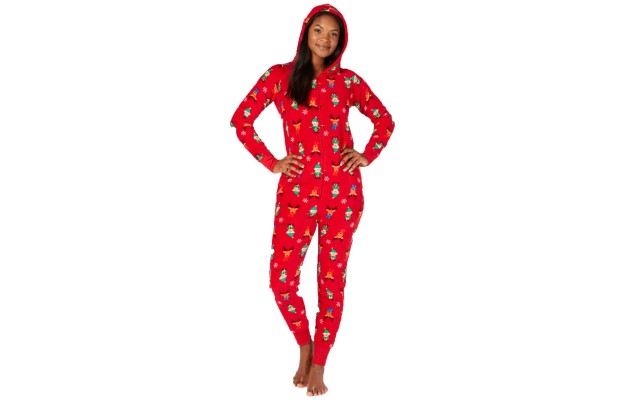  Women’s Matching Elf Hooded One-Piece Pajamas